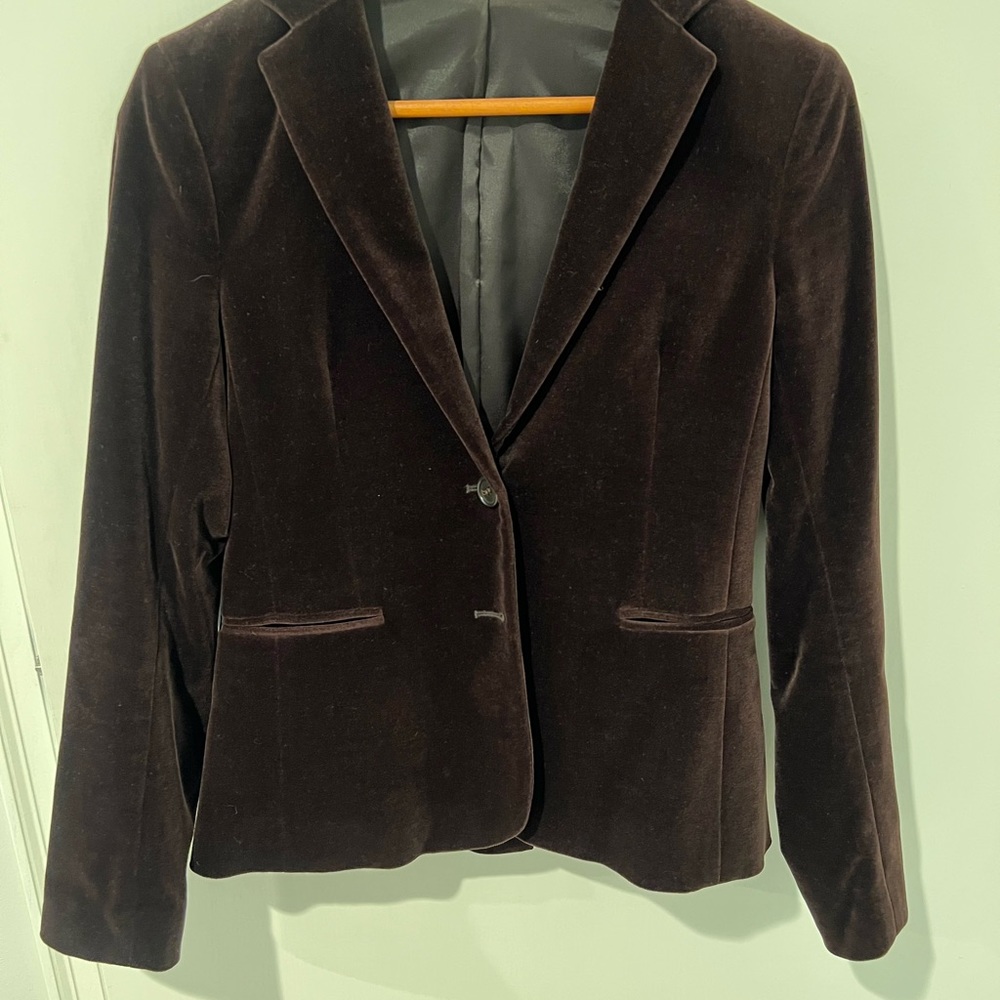Theory Brown Velvet Fitted Blazer Jacket size 6